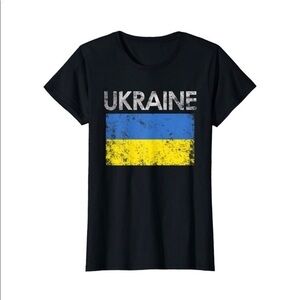 NEW Women’s Vintage Ukraine Ukrainian Flag Pride T-Shirt Black Small